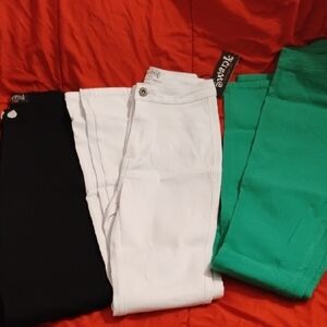 Chic Black, White, and Green Women's Jeans